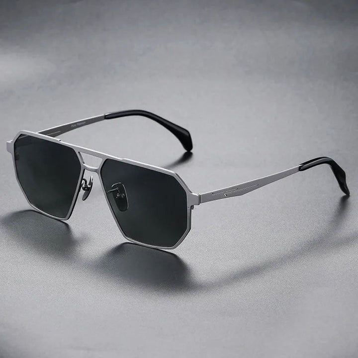 Lumièr Titanium Frame Geometric Sunglasses