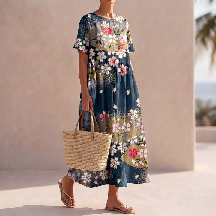 Maisie - Women’s Boho Floral A-Line Midi Dress