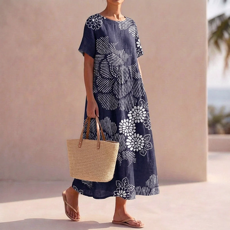 Maisie - Women’s Boho Floral A-Line Midi Dress