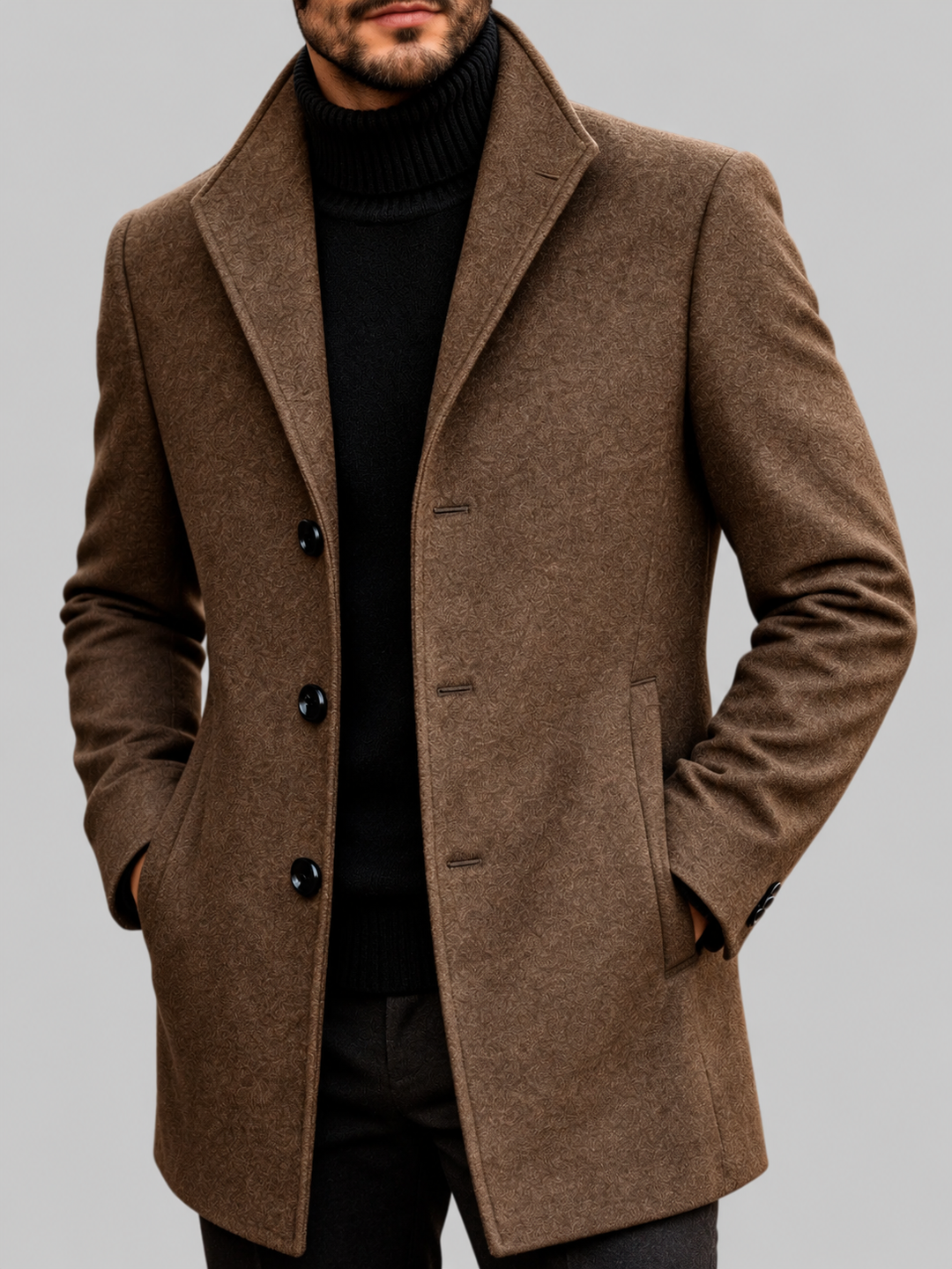 Malcolm – Men’s Tailored Button-Front Wool Coat