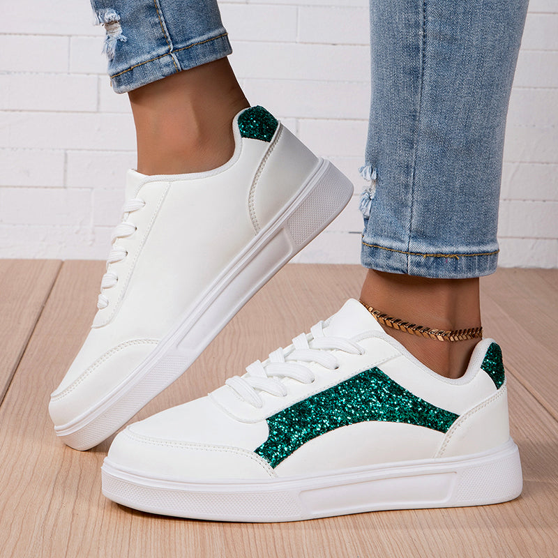 Maren - Women’s Glitter Detail Low-Top Sneakers