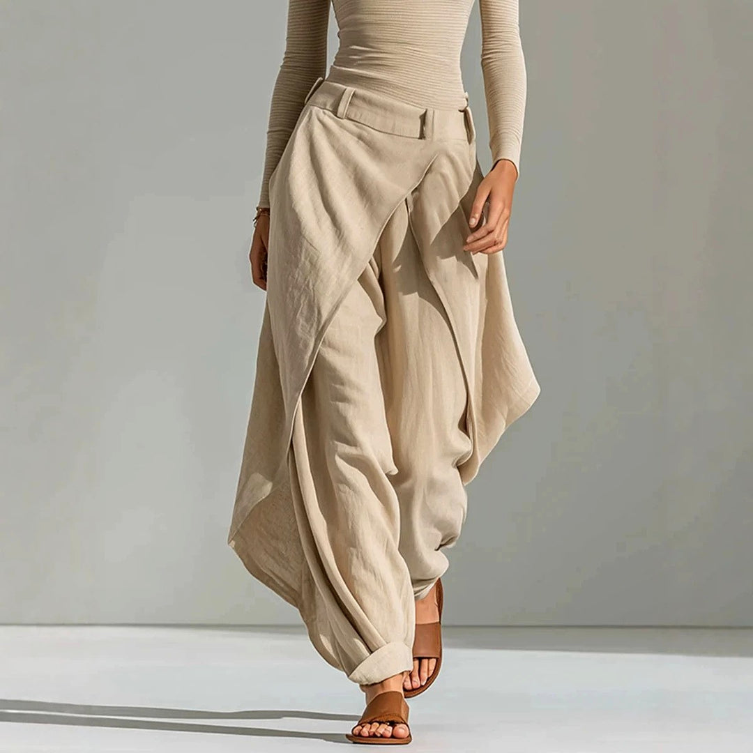 Maren - Women's Ribbed Boat Neck Top & Draped Pants Set