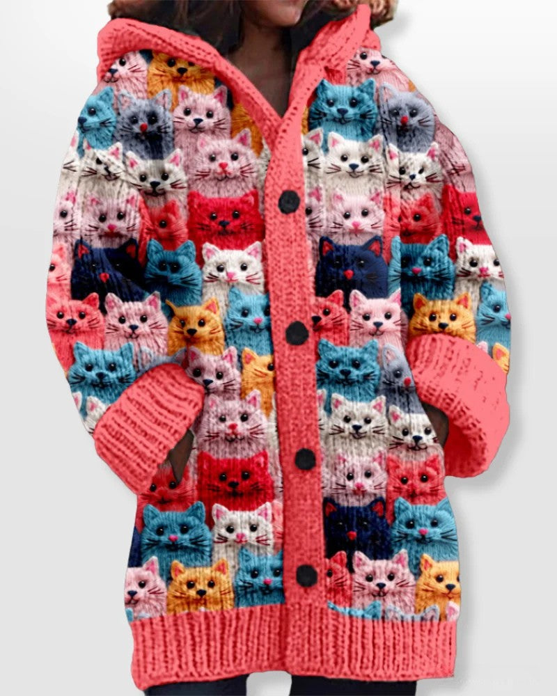 Margot - Women's Cat Hooded Cardigan