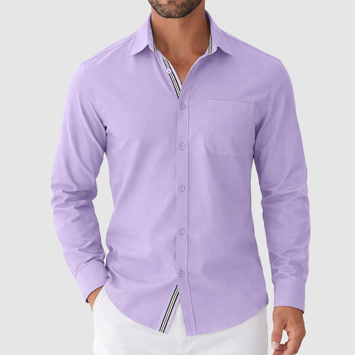 Mason - Men's Contrast Trim Long-Sleeve Button-Down Shirt