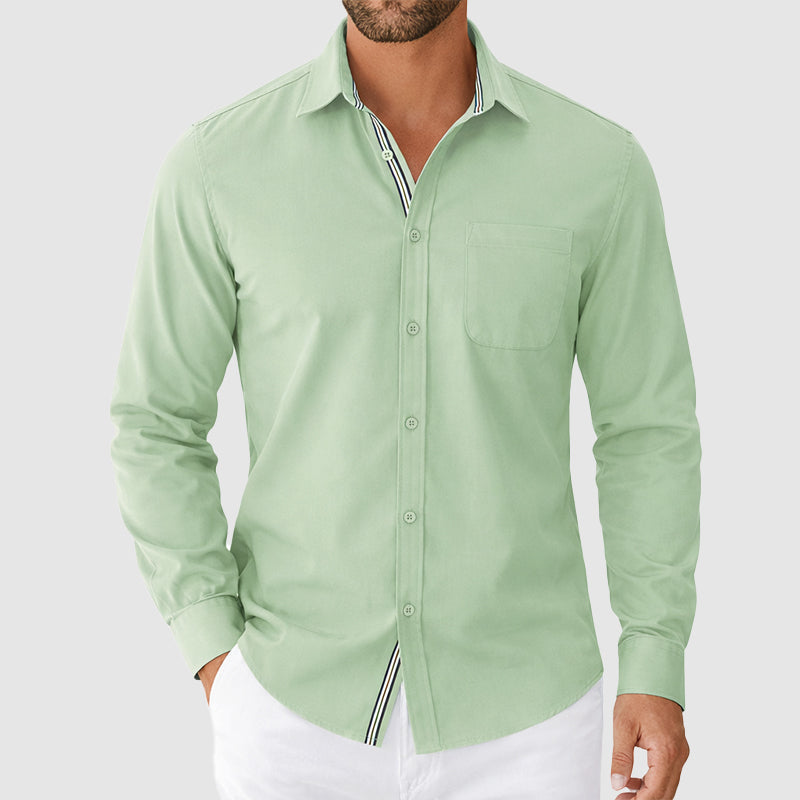 Mason - Men's Contrast Trim Long-Sleeve Button-Down Shirt
