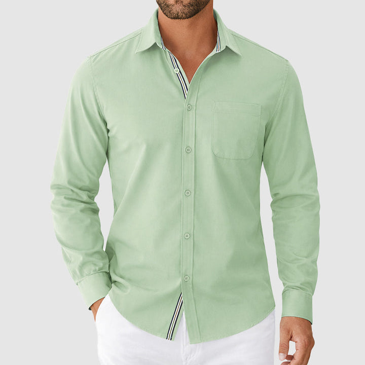 Mason - Men's Contrast Trim Long-Sleeve Button-Down Shirt