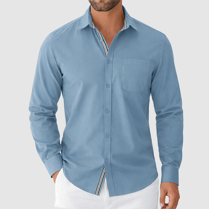 Mason - Men's Contrast Trim Long-Sleeve Button-Down Shirt