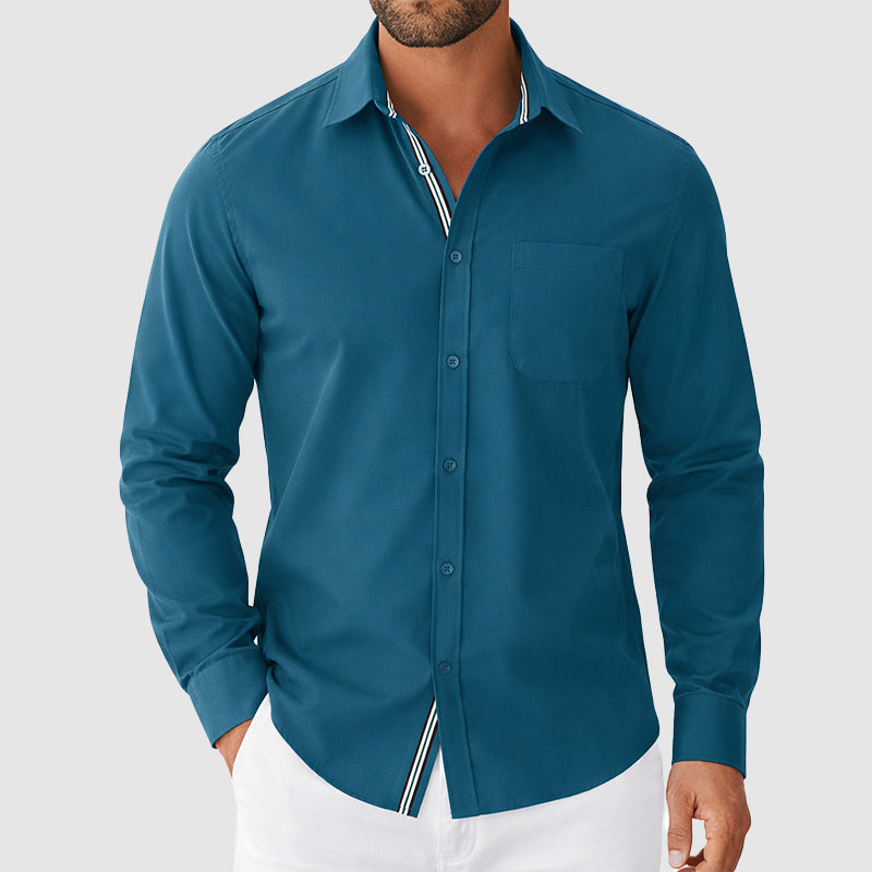 Mason - Men's Contrast Trim Long-Sleeve Button-Down Shirt