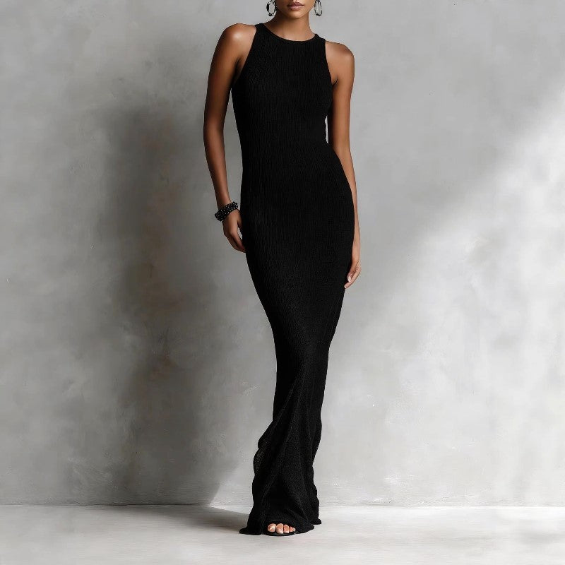 Maxine - Women's Sleeveless Ribbed Knit Maxi Dress