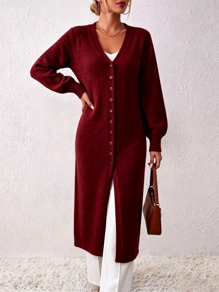 Maxine - Women's Long Button-Up Knit Cardigan Dress 4