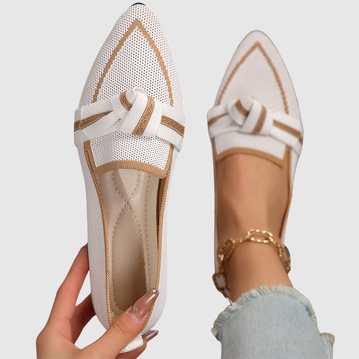 Megan - Women's Knit Pointed-Toe Knot Detail Loafers