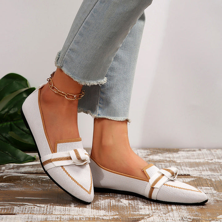 Megan - Women's Knit Pointed-Toe Knot Detail Loafers