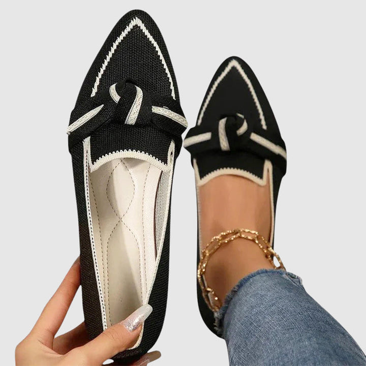Megan - Women's Knit Pointed-Toe Knot Detail Loafers