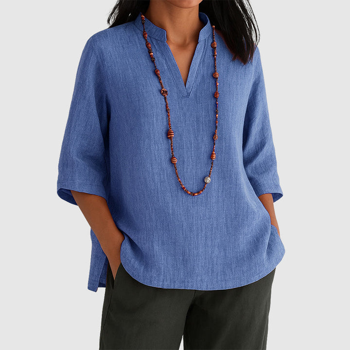 Megan - Women's Relaxed Fit Side-Slit Tunic Blouse