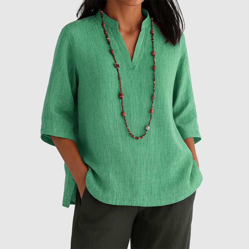 Megan - Women's Relaxed Fit Side-Slit Tunic Blouse