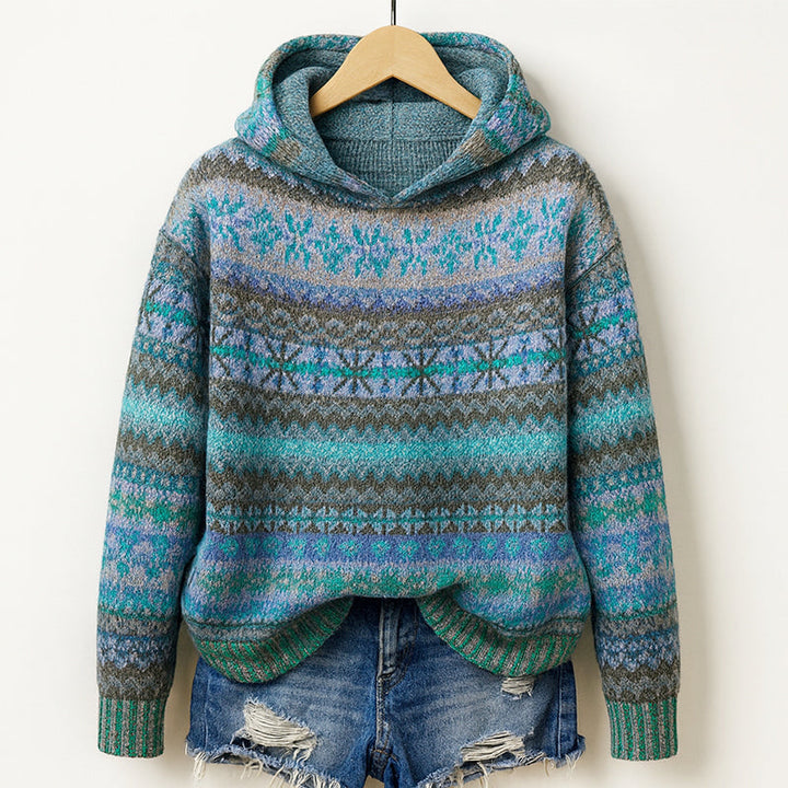 Mila - Women's Fair Isle Knit Hoodie