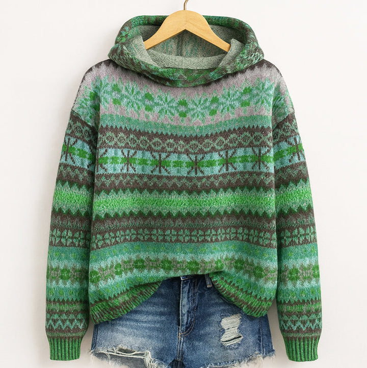 Mila - Women's Fair Isle Knit Hoodie