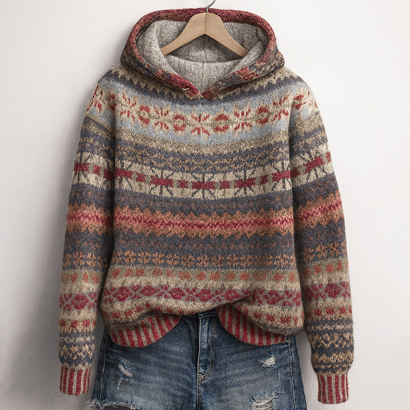 Mila - Women's Fair Isle Knit Hoodie