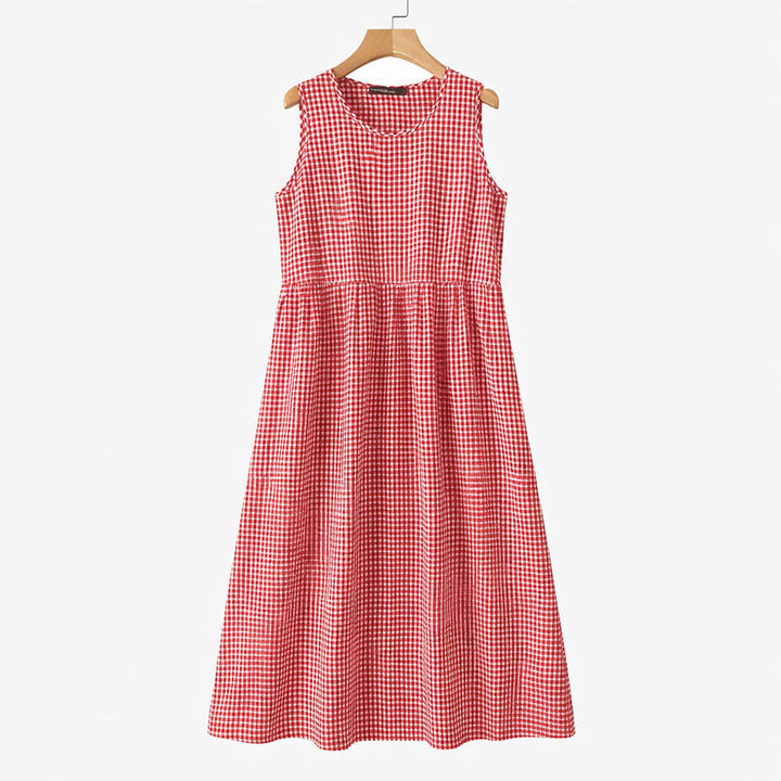 Molly - Women's Sleeveless Check Midi Dress