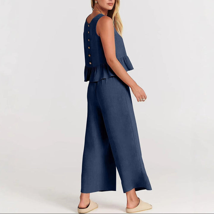 Natalie - Women's Sleeveless Ruffle Top Set