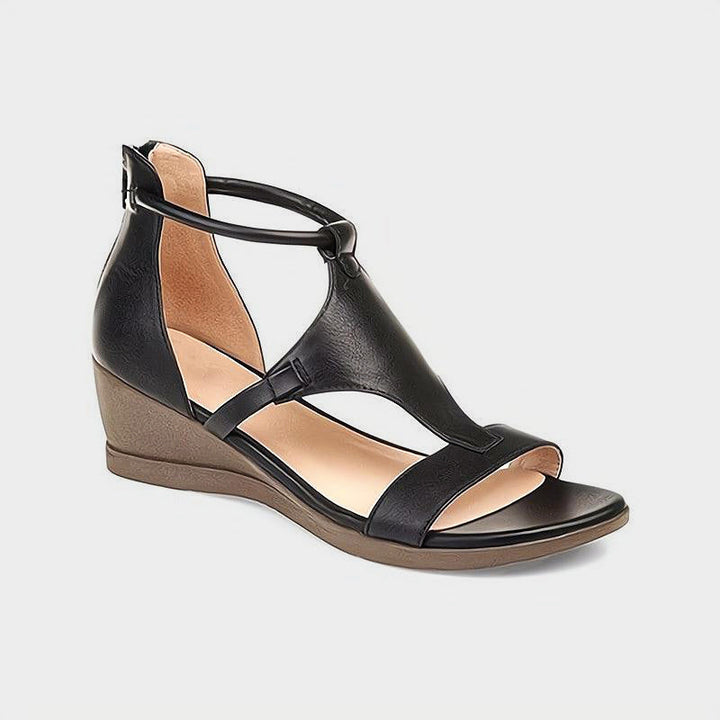 Natalie - Women's T-Strap Cutout Wedge Sandals
