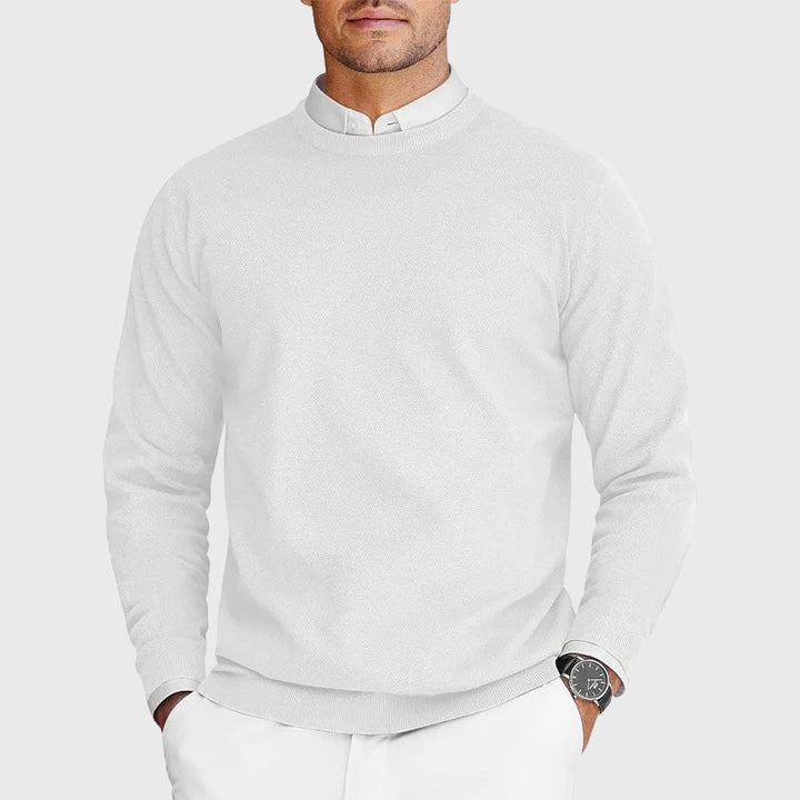 Nate - Men's Ribbed-Trim Crew Neck Knit Sweater