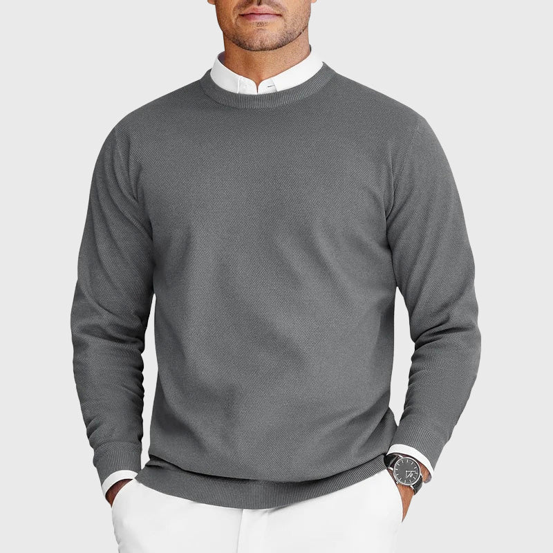 Nate - Men's Ribbed-Trim Crew Neck Knit Sweater