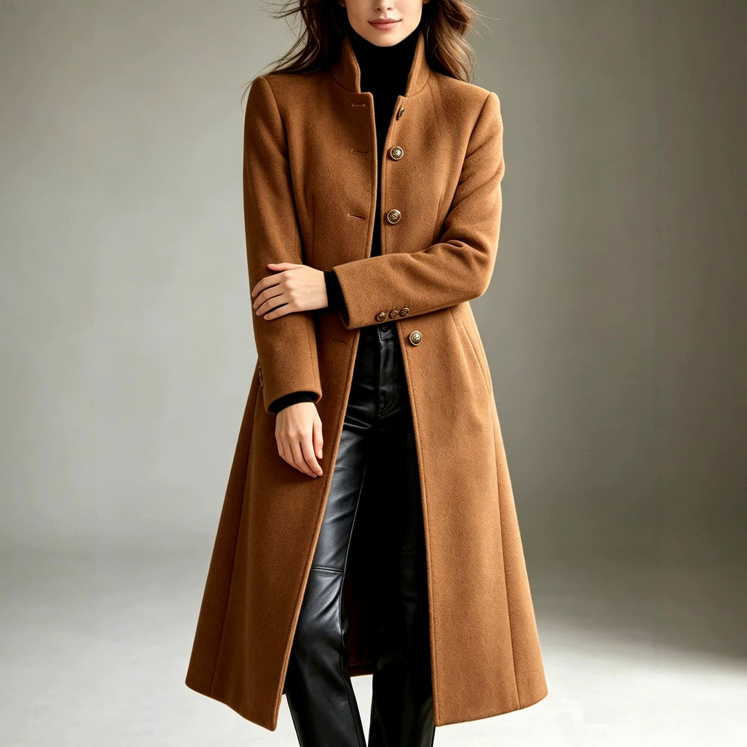 Nayeli - Women’s Stand Collar Long Wool Coat 4