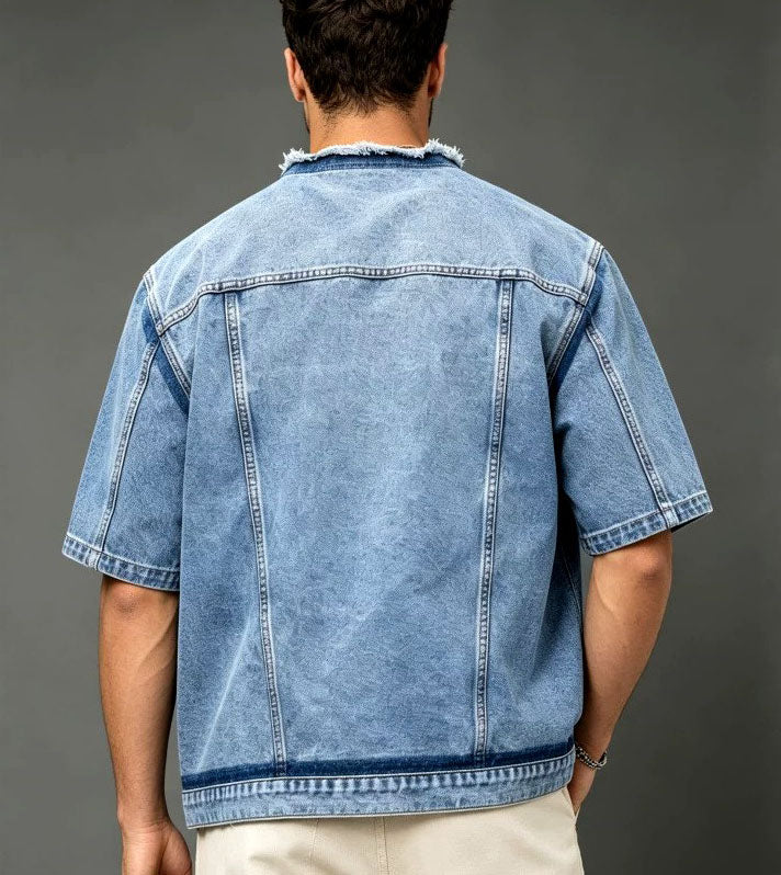 Nelson - Men's Oversized Short Sleeve Denim Button-Up Jacket