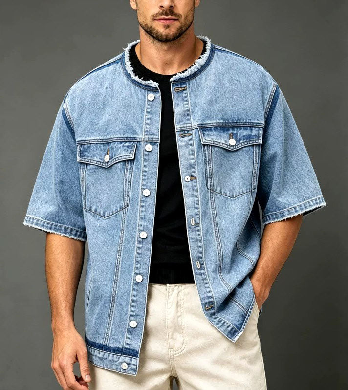 Nelson - Men's Oversized Short Sleeve Denim Button-Up Jacket