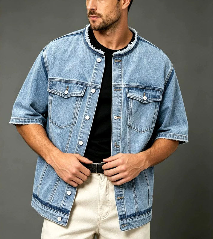 Nelson - Men's Oversized Short Sleeve Denim Button-Up Jacket