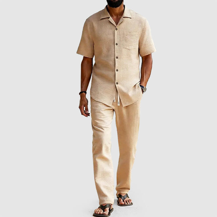 Nicholas - Men's Button-Up Shirt and Pants Lounge Set