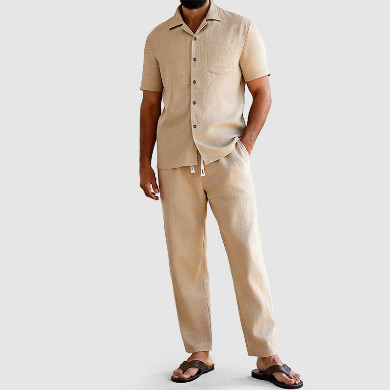 Nicholas - Men's Button-Up Shirt and Pants Lounge Set