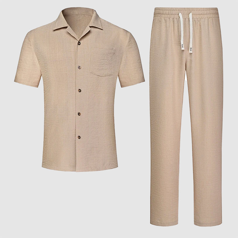 Nicholas - Men's Button-Up Shirt and Pants Lounge Set