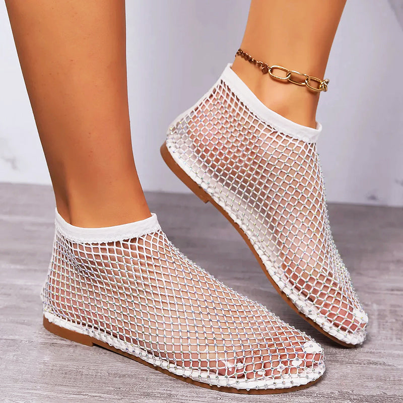 Norah - Women’s Rhinestone Mesh Slip-On Flats