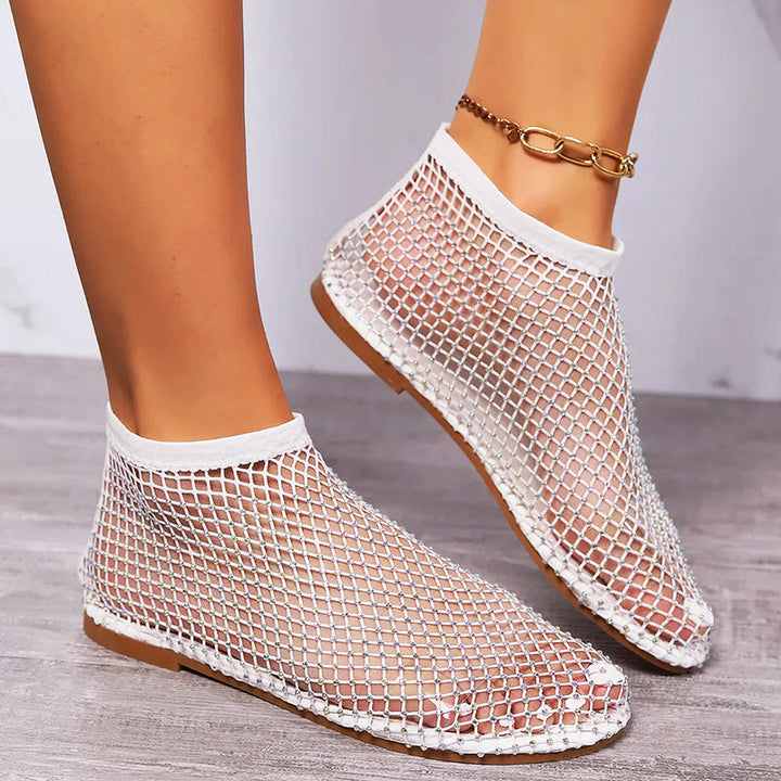 Norah - Women’s Rhinestone Mesh Slip-On Flats