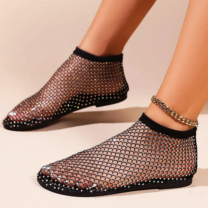 Norah - Women’s Rhinestone Mesh Slip-On Flats