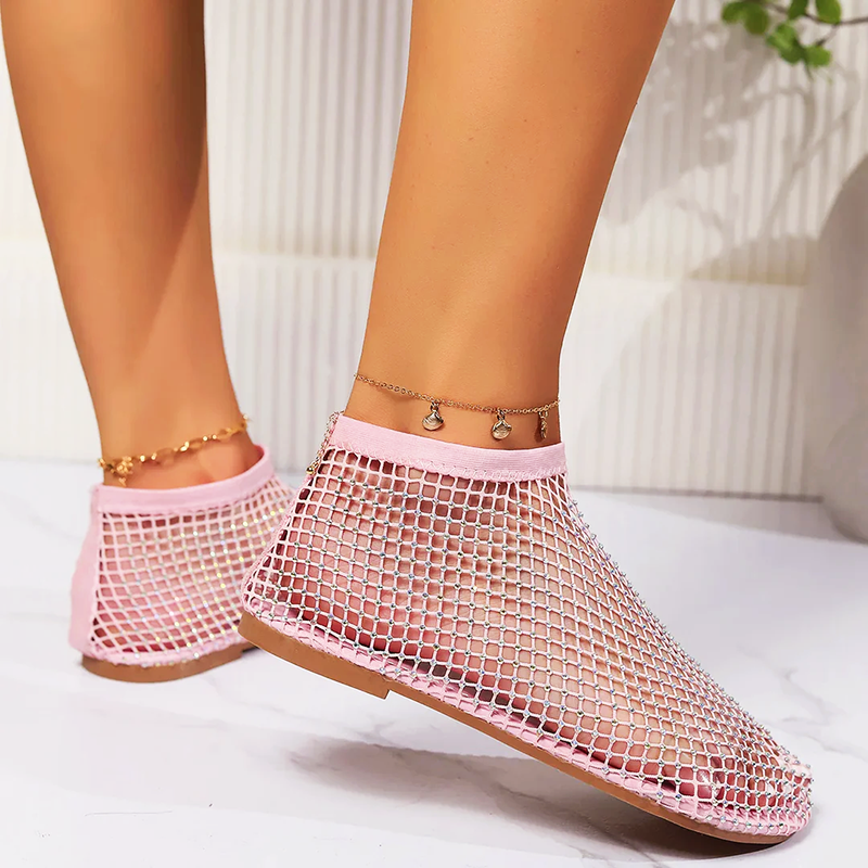 Norah - Women’s Rhinestone Mesh Slip-On Flats