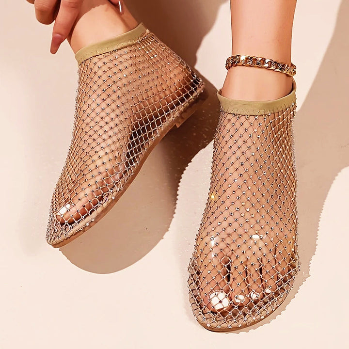 Norah - Women’s Rhinestone Mesh Slip-On Flats