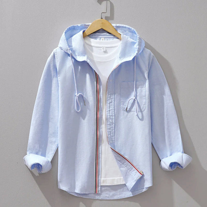 North Thread Hooded Cotton Shirt with Zipper Closure