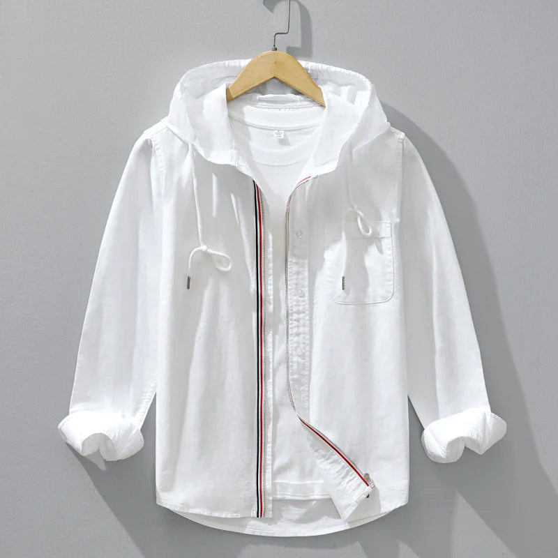 North Thread Hooded Cotton Shirt with Zipper Closure