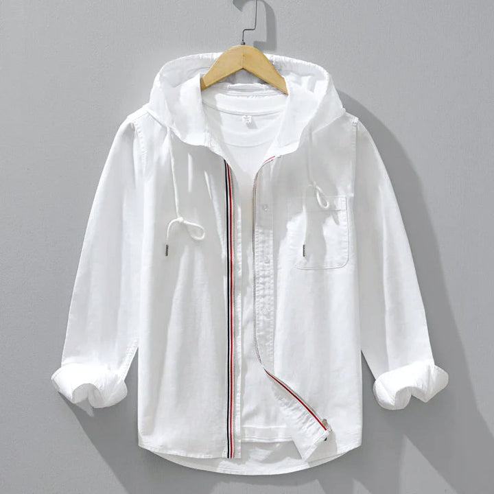 North Thread Hooded Cotton Shirt with Zipper Closure
