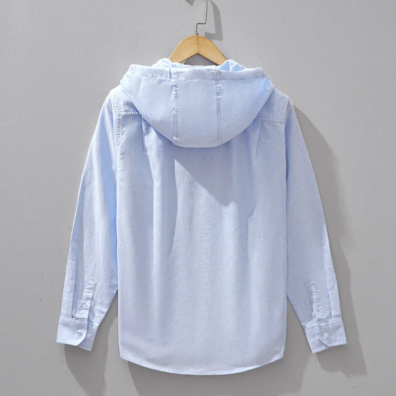 North Thread Hooded Cotton Shirt with Zipper Closure