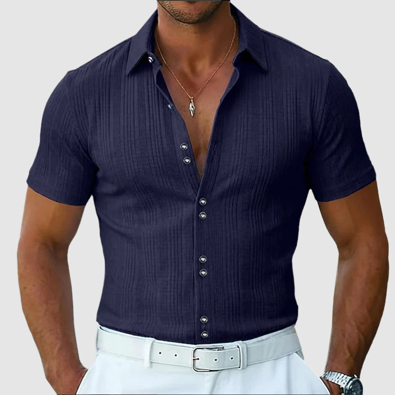 Preston - Men’s Knit Button-Front Polo Top