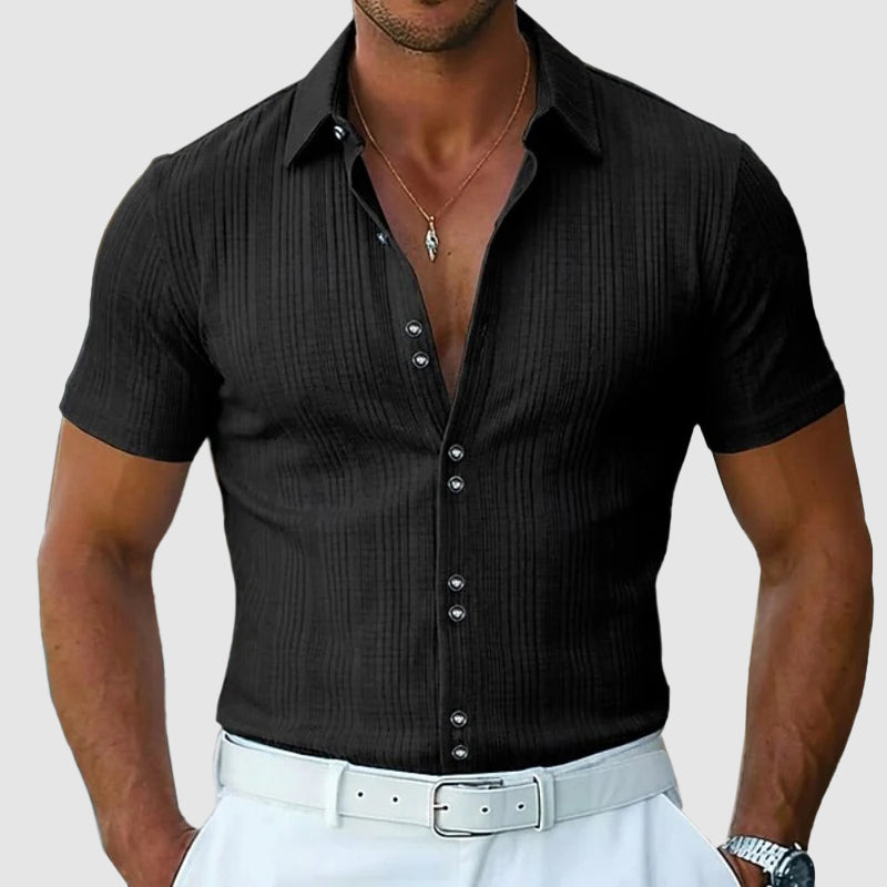 Preston - Men’s Knit Button-Front Polo Top