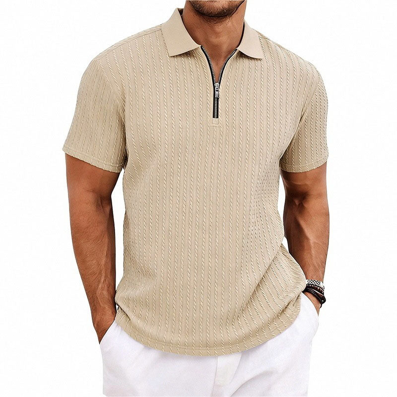 Preston - Men’s Textured Zip Polo Shirt