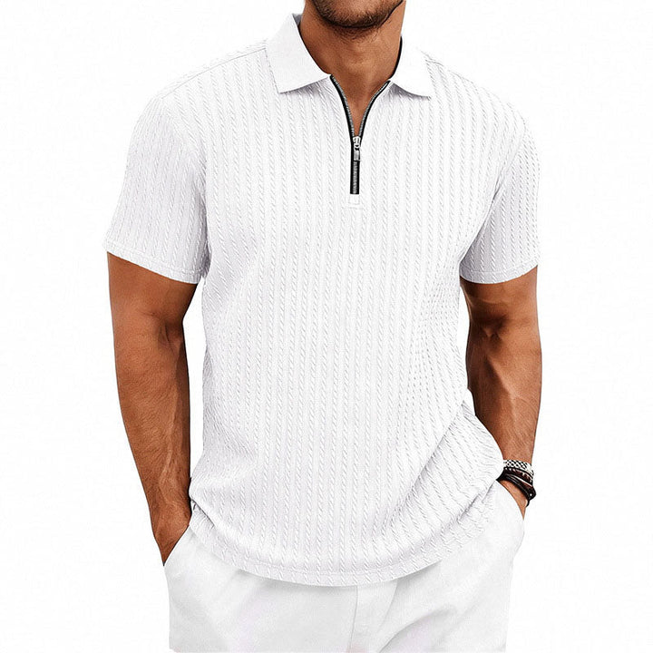 Preston - Men’s Textured Zip Polo Shirt