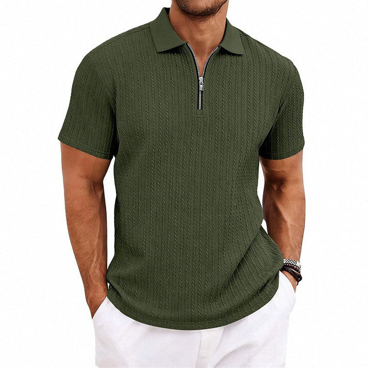 Preston - Men’s Textured Zip Polo Shirt