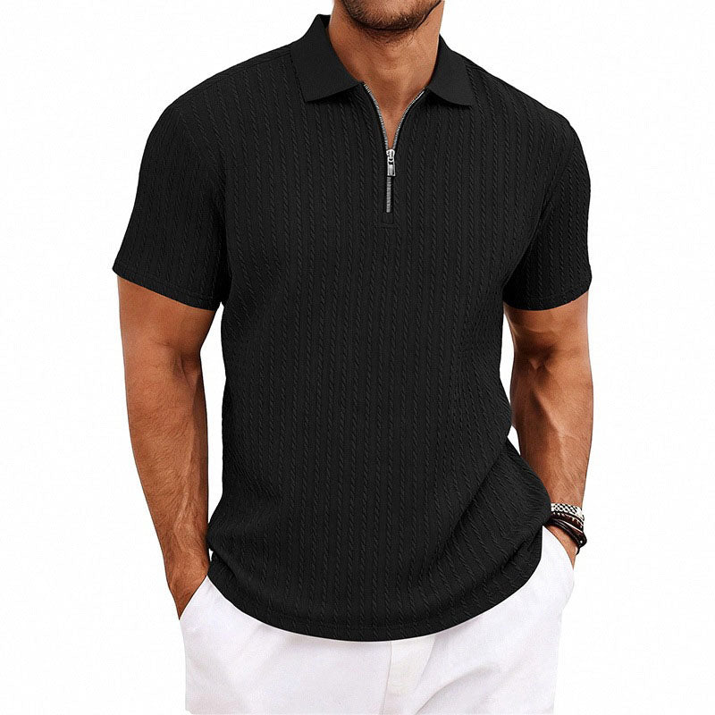 Preston - Men’s Textured Zip Polo Shirt