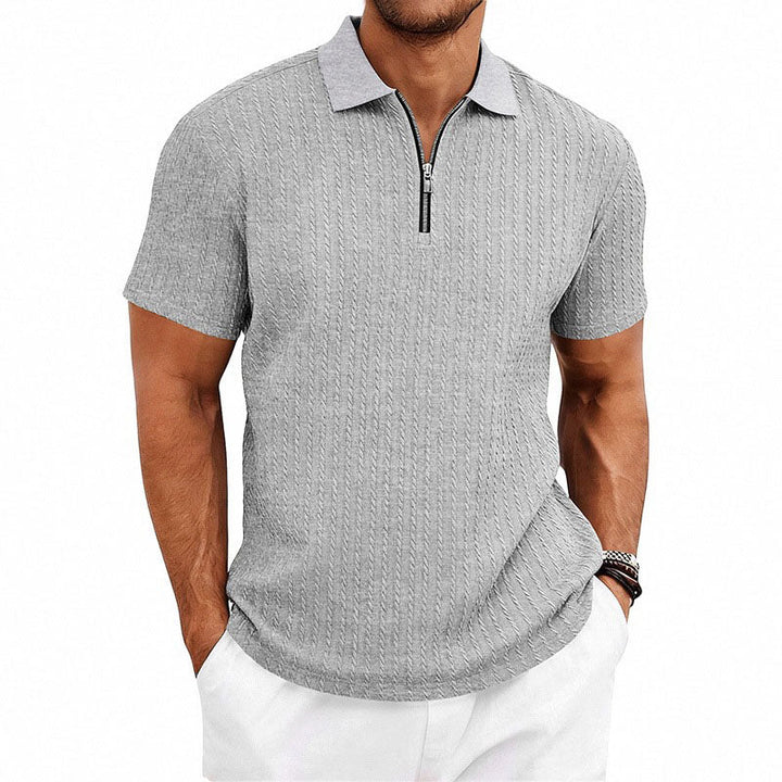 Preston - Men’s Textured Zip Polo Shirt